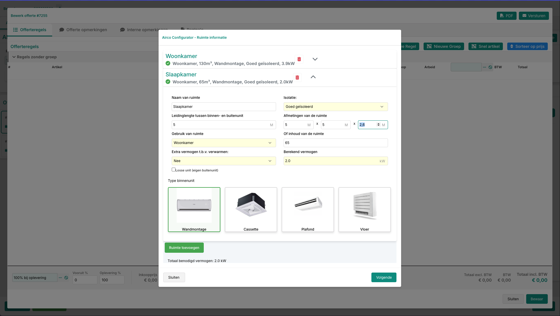 Nexus ERP - Airco configurator